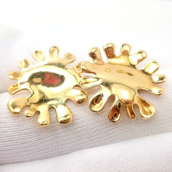 Authentic! Tiffany & Co Cummings 18k Yellow Gold Nickelodeon Abstract Earrings - Picture 6 of 9